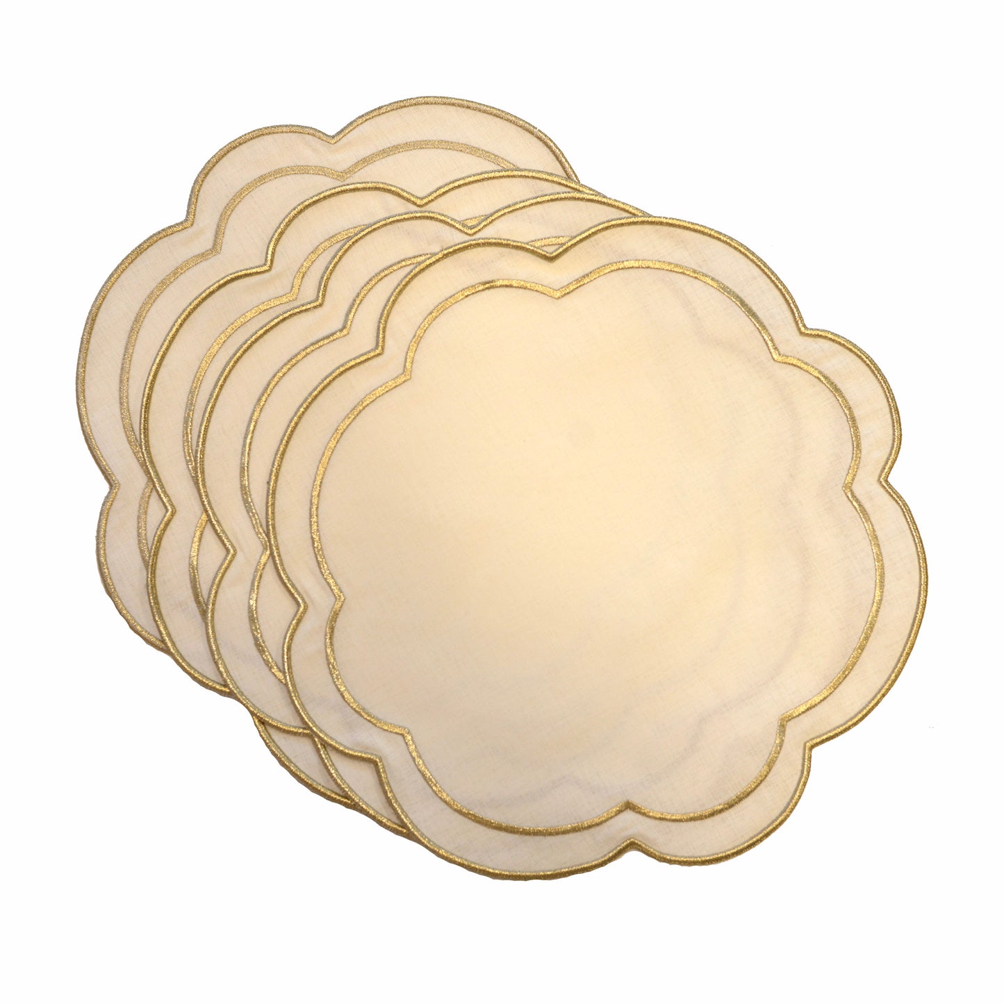 Ivory Flower Shaped Napkins, S/4