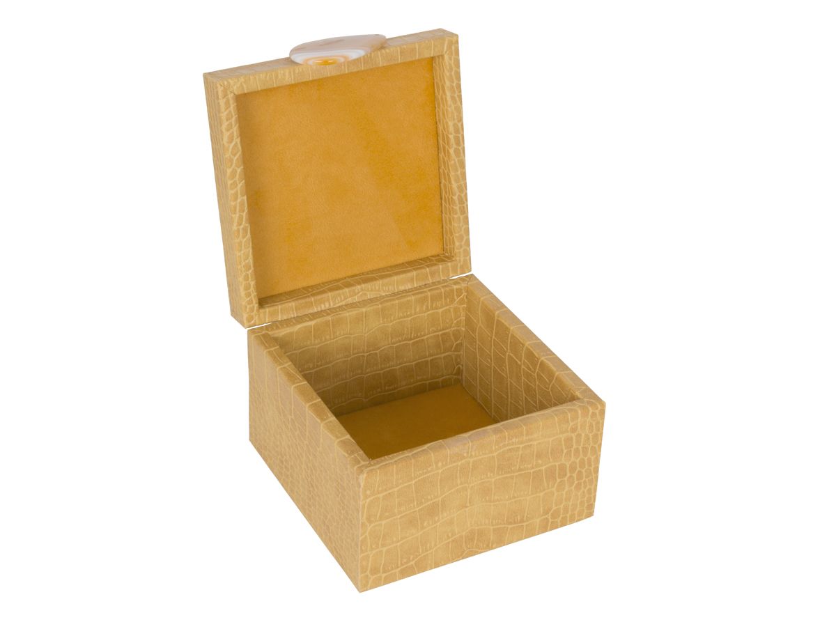 Small Yellow Crocodile-Embossed Jewelry Box