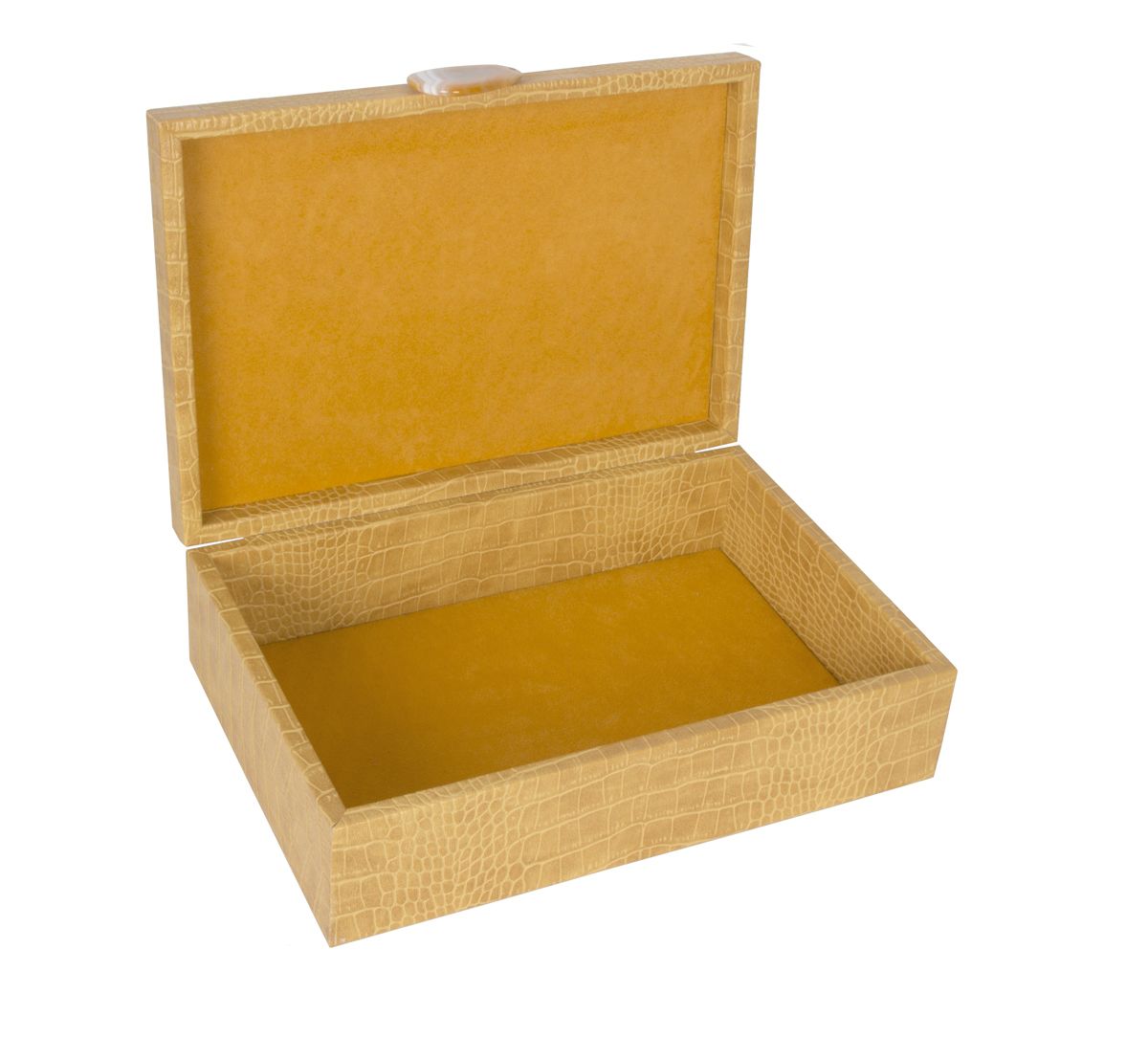 Large Yellow Crocodile-Embossed Jewelry Box
