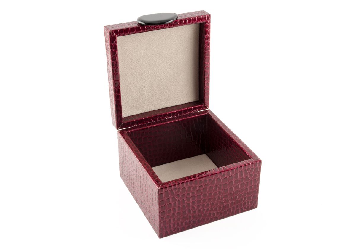 Small Bordeaux Crocodile-Embossed Jewelry Box