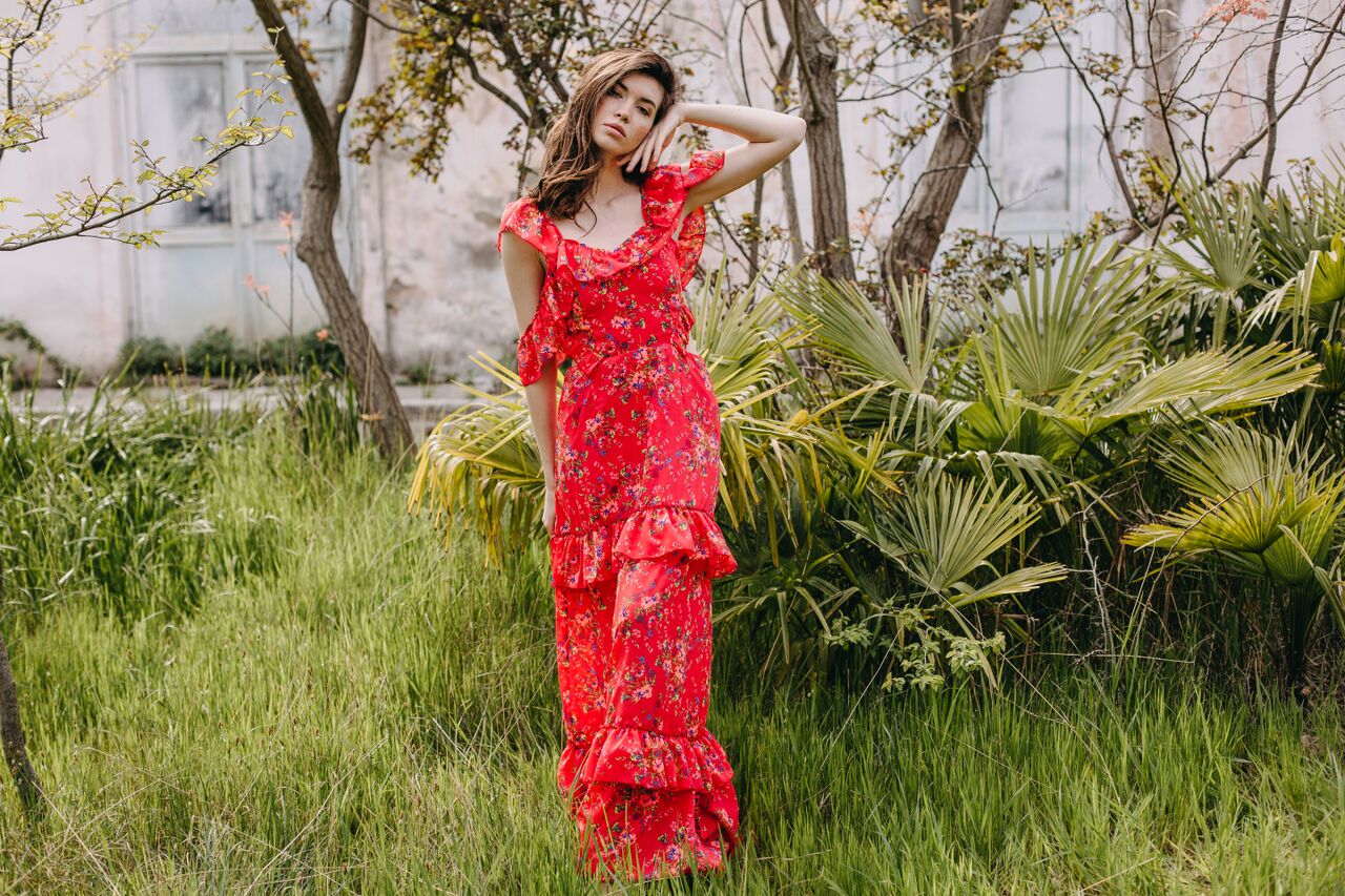 Isabel Red Ruffled Dress