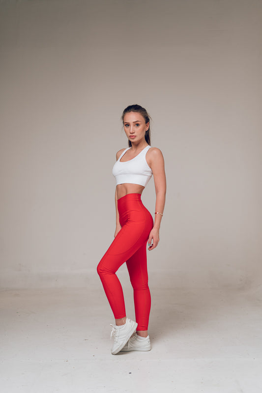 Red High Waist Leggings