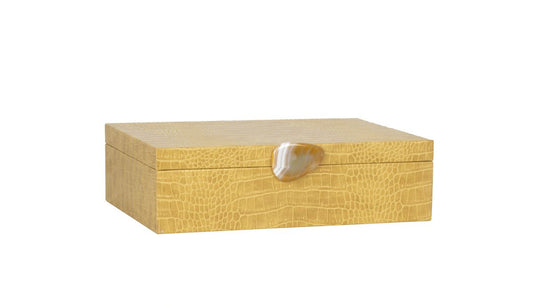 Large Yellow Crocodile-Embossed Jewelry Box